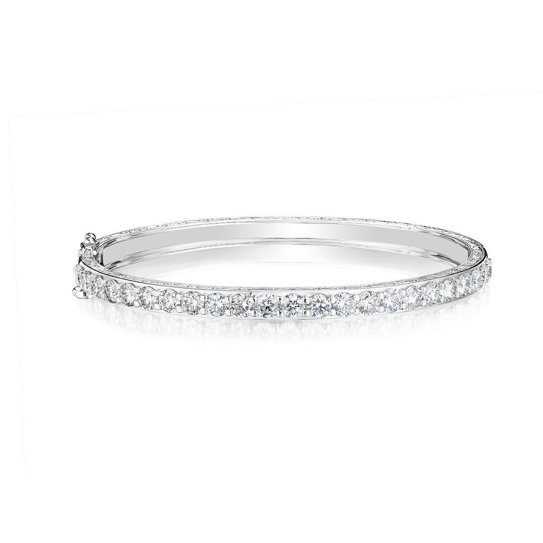 Penny Preville 18K White Gold Classic Diamond Bangle Bracelet - B2239W-RD