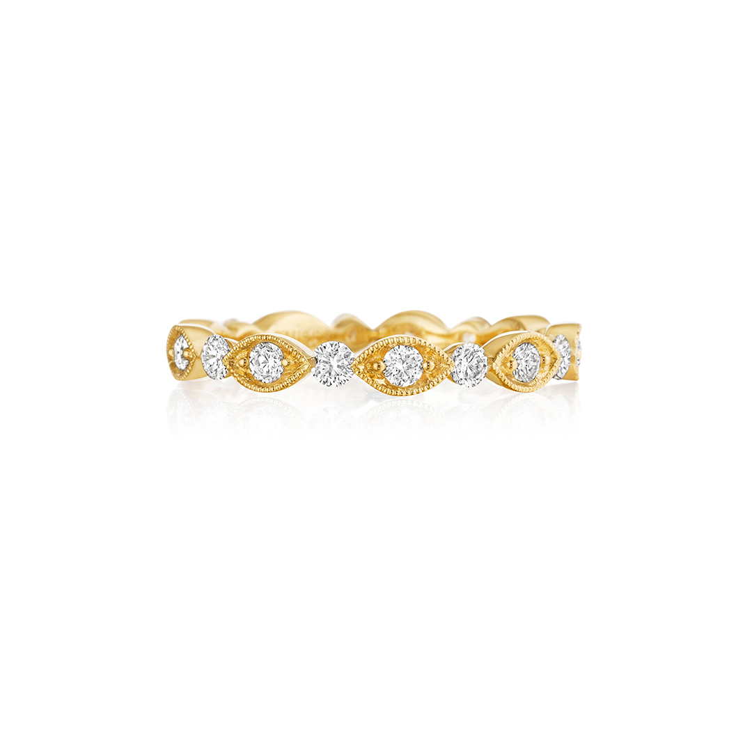 Henri Daussi 18K Yellow Gold Diamond Band
