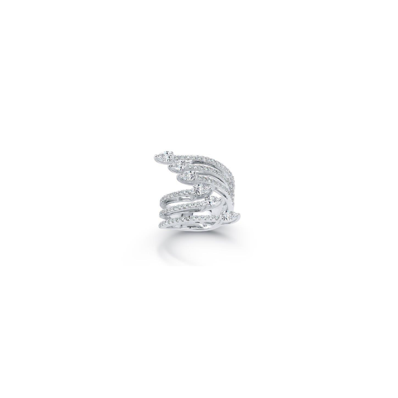 18K White Gold Diamond Bypass Ring