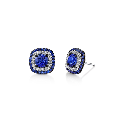 18K White Gold Sapphire and Diamond Earrings