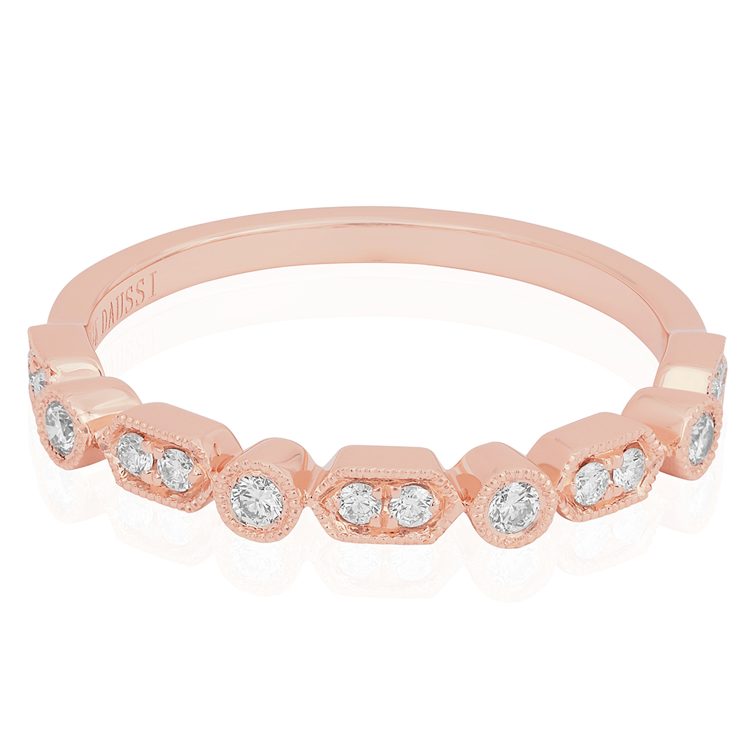 Henri Daussi Rose Gold Diamond Band