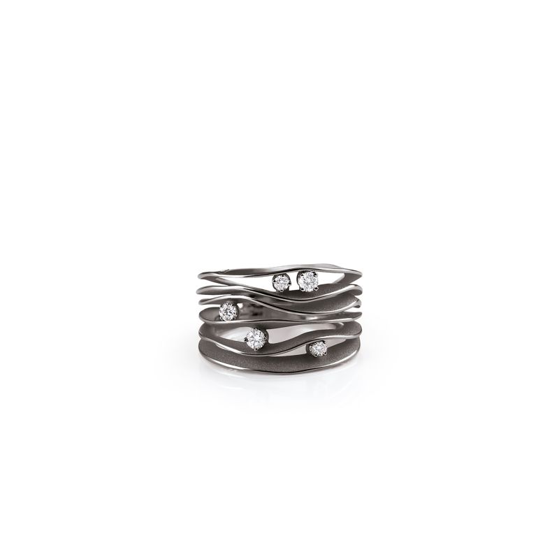 Annamaria Cammilli 18K White Gold Black Rhodium Dune Diamond Ring