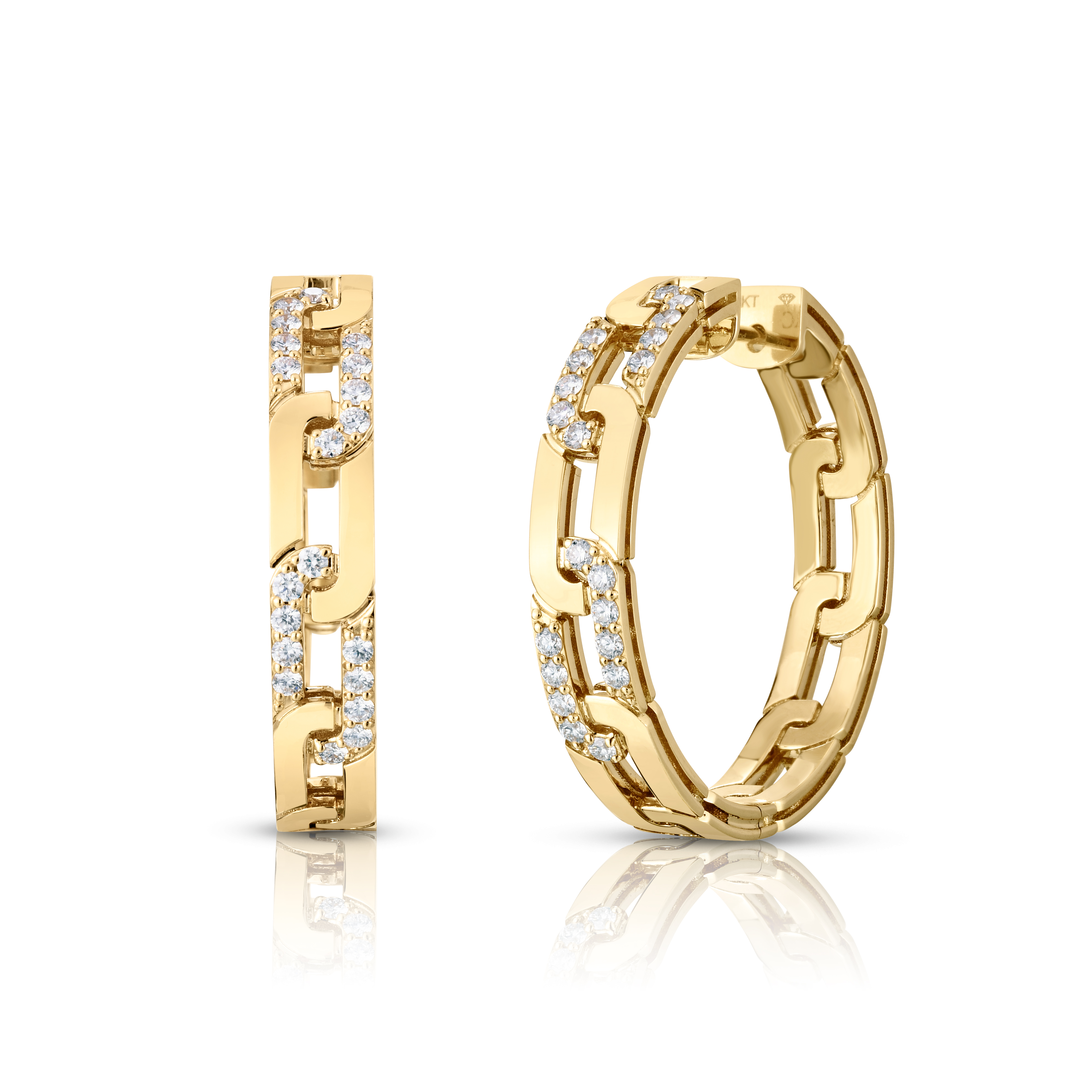 Roberto Coin 18K Yellow Gold Navarra Diamond Hoop Earrings