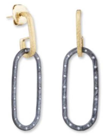 Lika Behar Oxidized Sterling Silver and 22K Yellow Gold Diamond Earrings