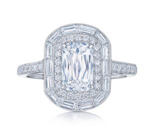 Kwiat Platinum Ashoka Diamond Halo Ring