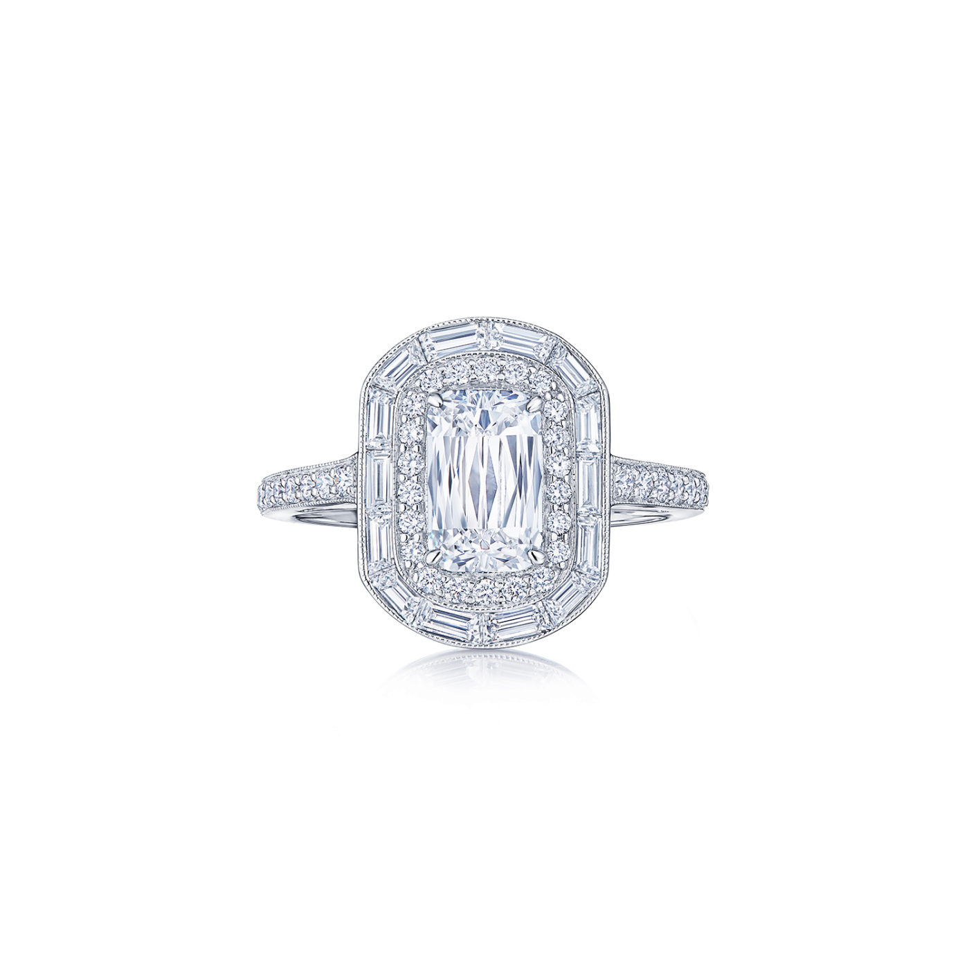 Kwiat Platinum Ashoka Diamond Halo Ring