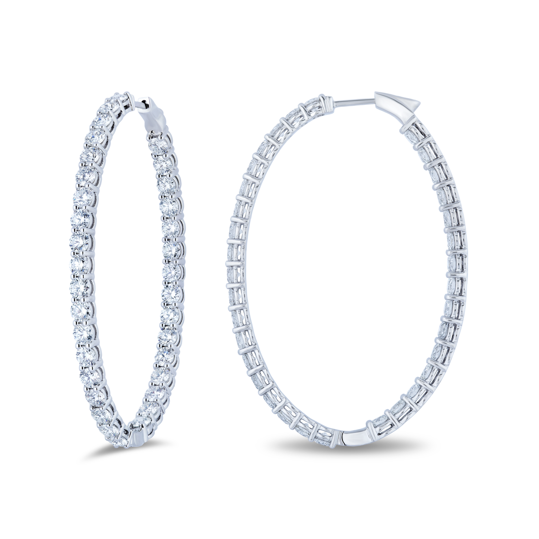 18K White Gold and Diamond Inside Out Hoop Earring - 3EHO20015