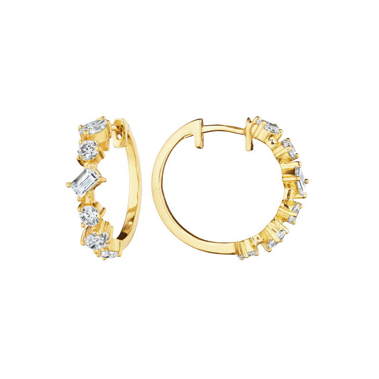 Penny Preville 18K Yellow Gold Mixed Fancy Shape Diamond Hoop Earrings