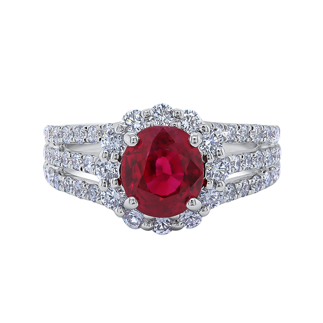 18K White Gold Ruby and Diamond Ring - RT13498R/R93663B