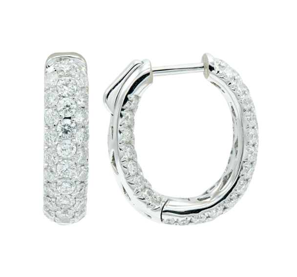 18K White Gold diamond Hoop Earrings - 6367