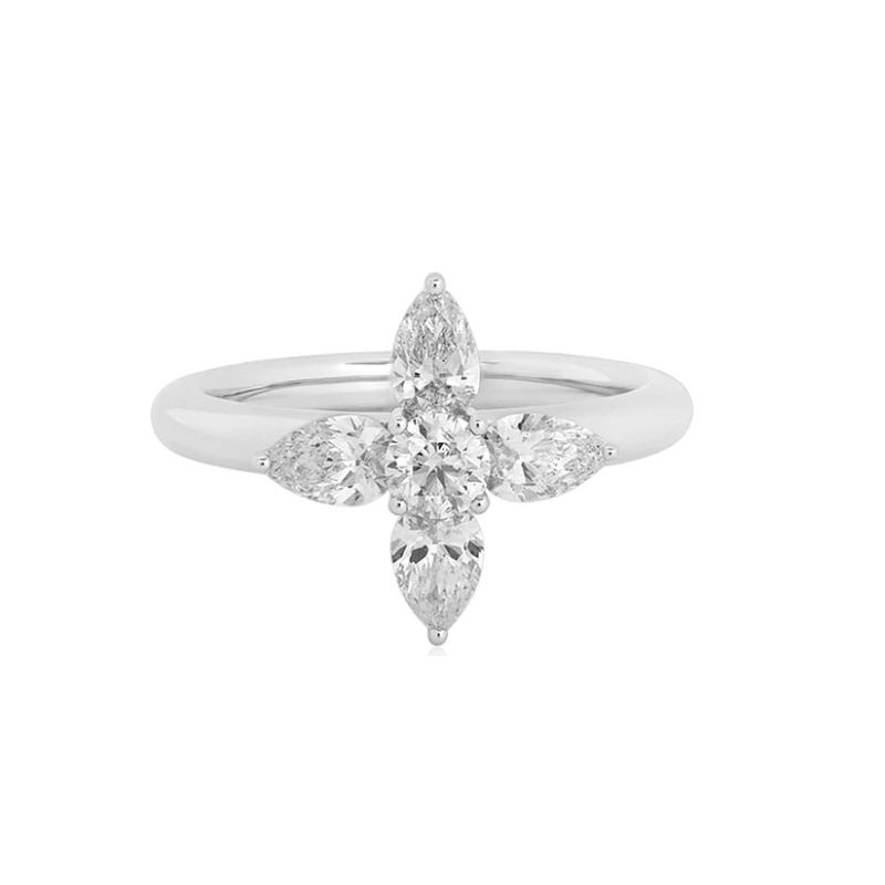 18K White Gold and Diamond Star Ring