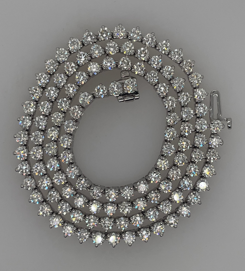 14K White Gold Diamond Riviera Necklace itemprop=
