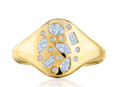 Kwiat 18K Yellow Gold Cobblestone Diamond Signet Ring