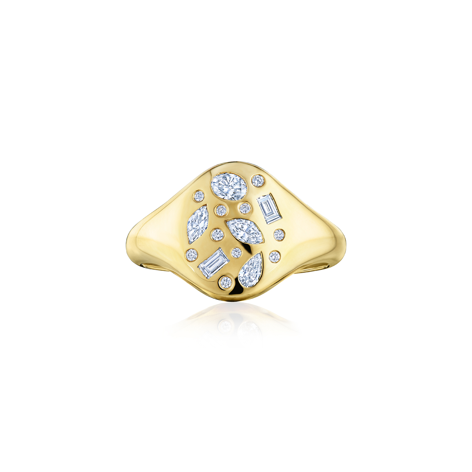 Kwiat 18K Yellow Gold Cobblestone Diamond Signet Ring