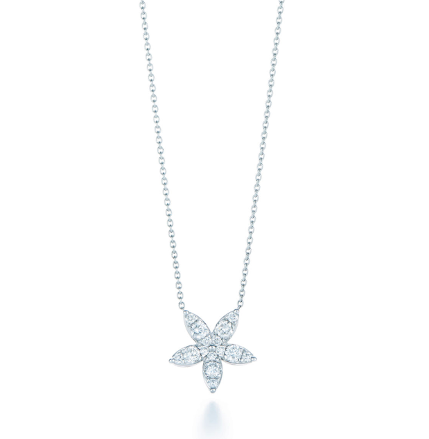 Kwiat 18K White Gold Sunburst Star Pendant Necklace