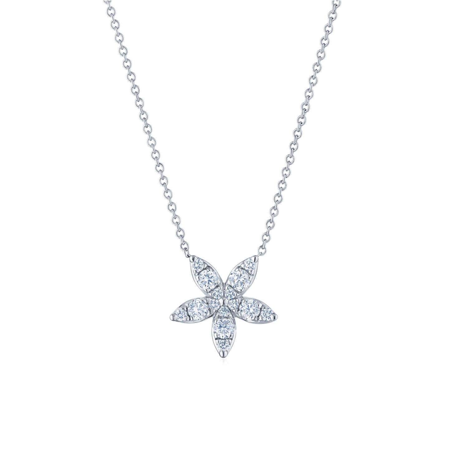 Kwiat 18K White Gold Sunburst Star Pendant Necklace