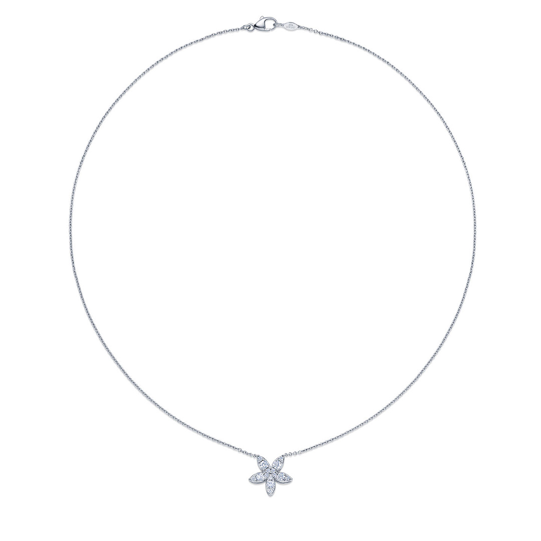 Kwiat 18K White Gold Sunburst Star Pendant Necklace