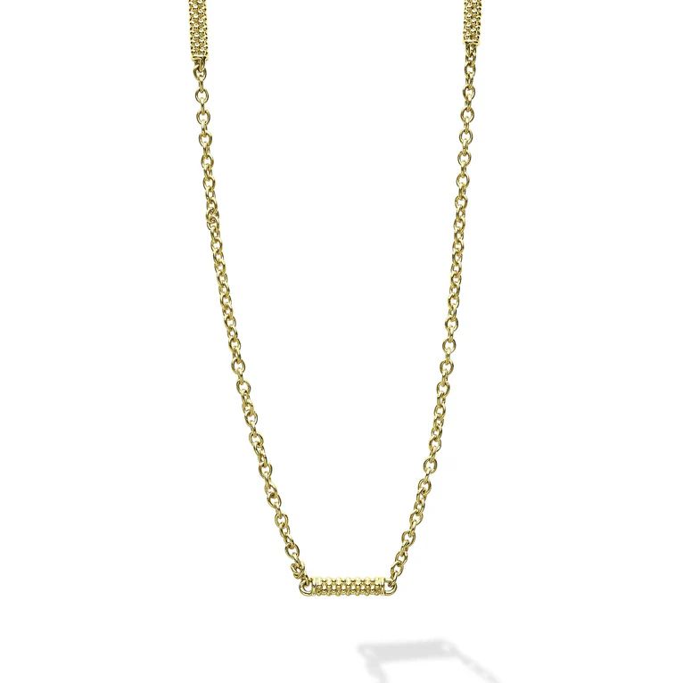 LAGOS 18K Yellow Gold Signature Caviar Superfine Station Chain Necklace - 04-10567-ML