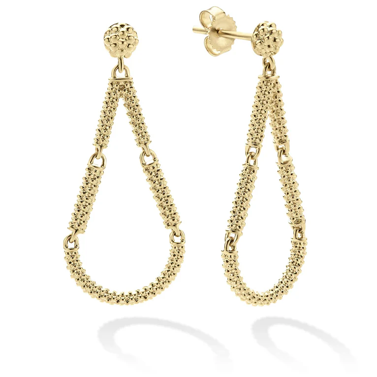 LAGOS 18K Yellow Gold Superfine Signature Caviar Teardrop Earrings - 01-11126-00