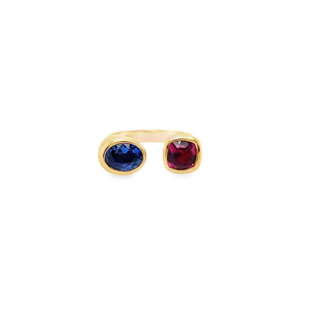 18K Rose Gold Sapphire and Rubellite Ring - 10