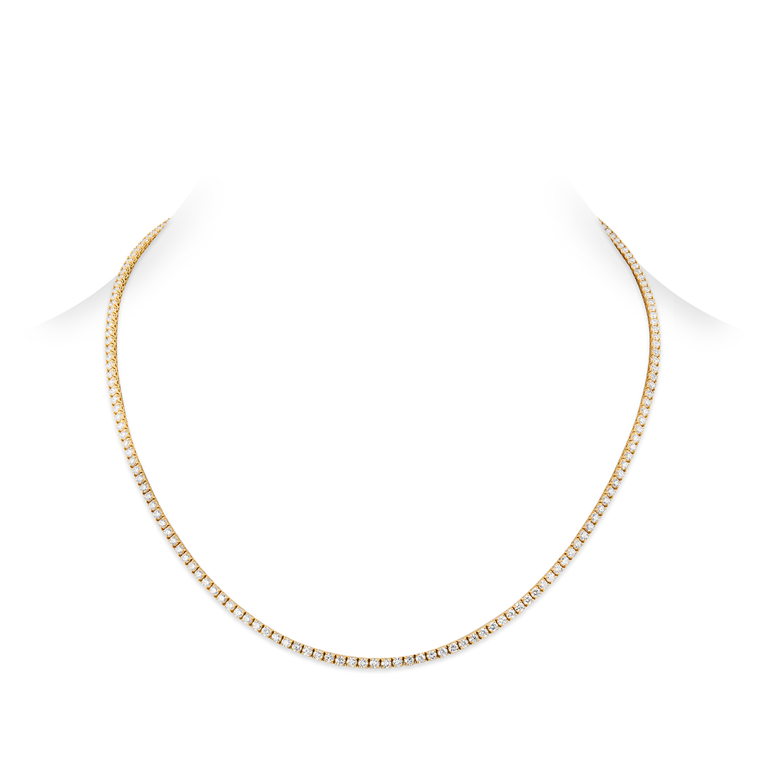 18K Yellow Gold and Diamond Riviera Necklace