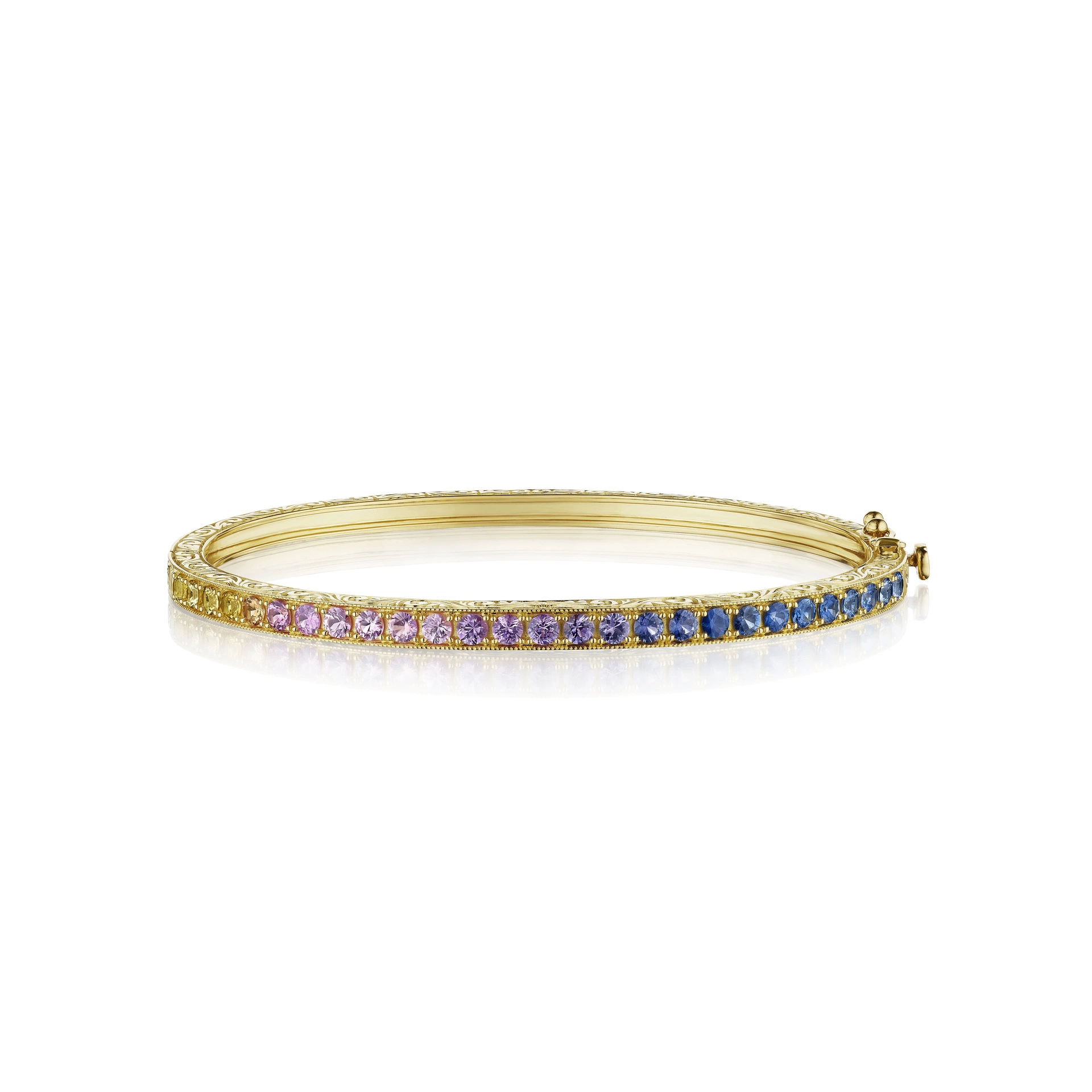 Penny Preville 18K Yellow Gold Watercolor Rainbow Sapphire Bracelet - 6649