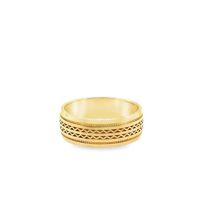 14K Yellow Gold Two Row Zig-Zag Band