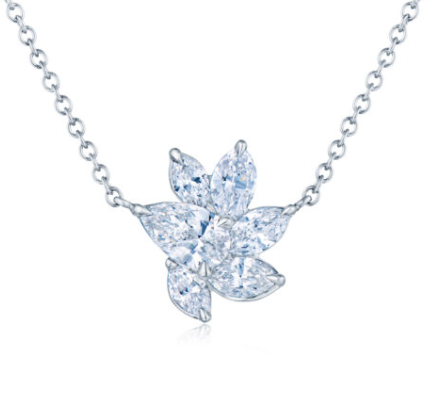 Kwiat Platinum Pear Marquise Cluster Diamond Necklace