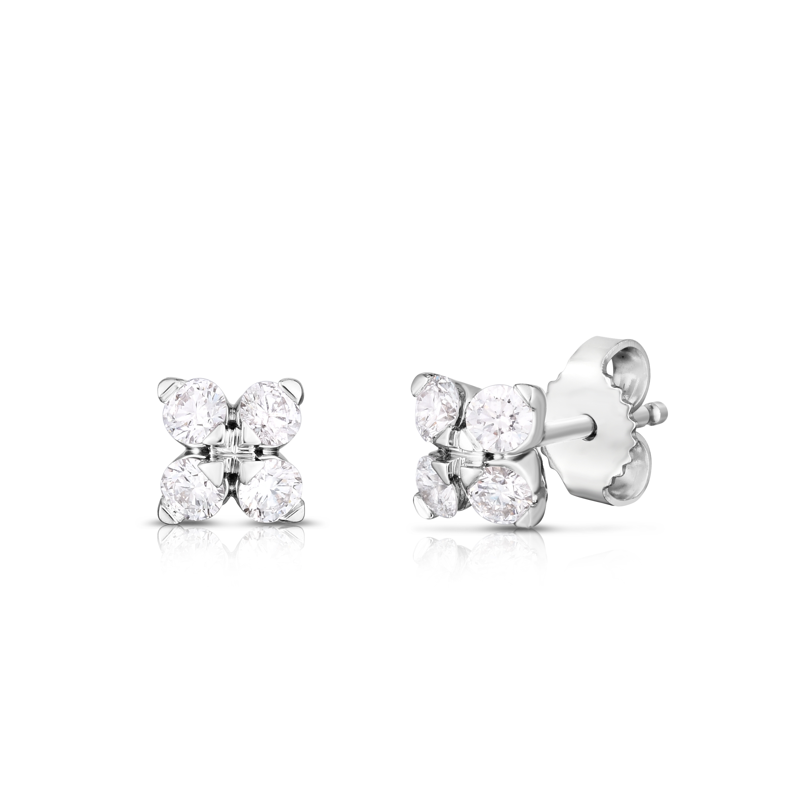 Roberto Coin 18K White Gold Love In Verona Small Flower Diamond Stud Earrings