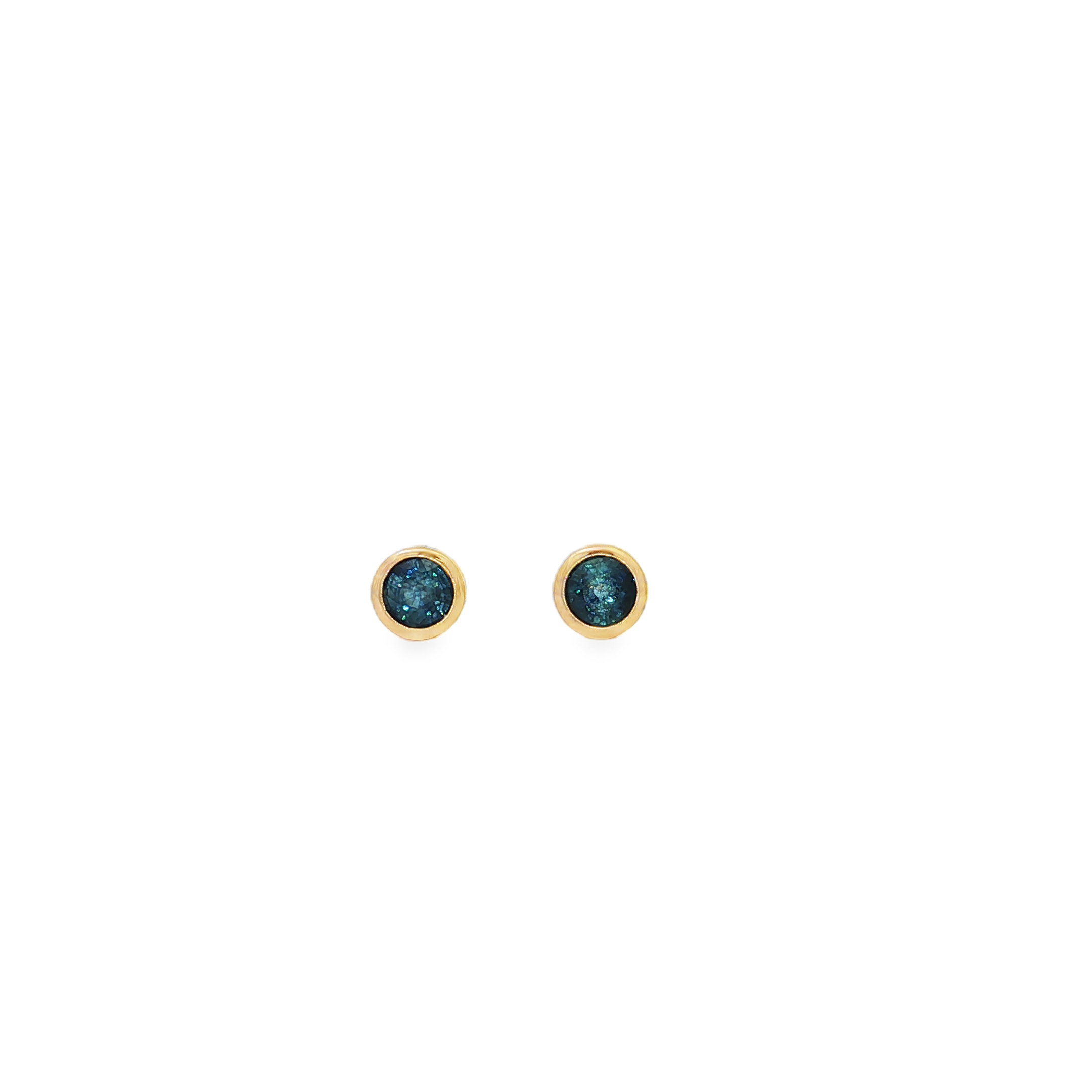 18K Rose Gold Blue Sapphire Stud Earrings
