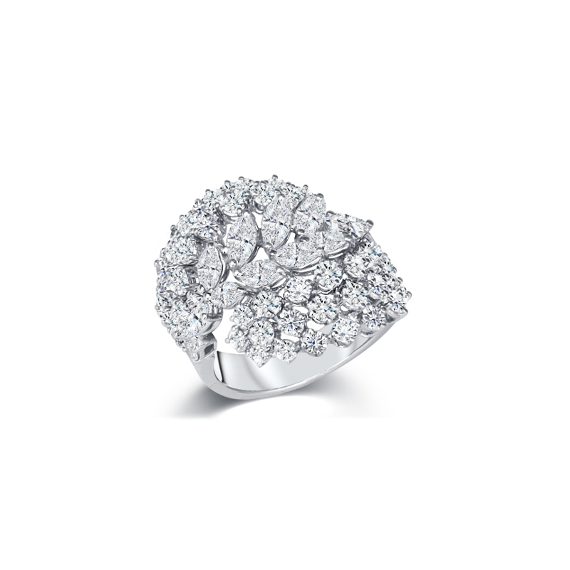 18K White Gold Diamond Bypass Ring