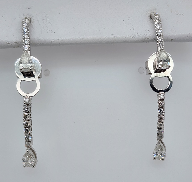 18K White Gold Diamond Climber Drop Earrings
