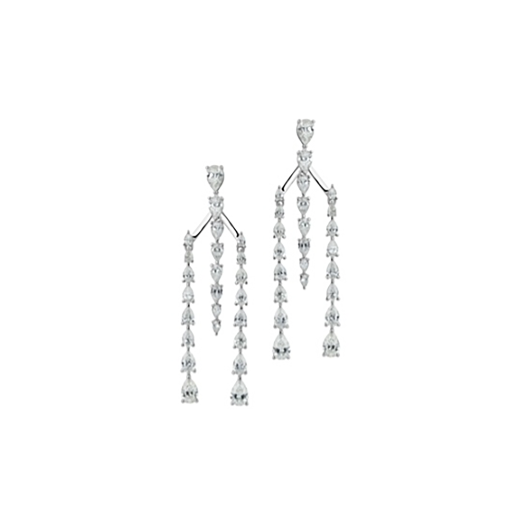 18K White Gold Diamond Dangle Earrings