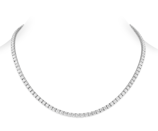 18K White Gold Diamond Riviera Necklace - 3EON4-1715W