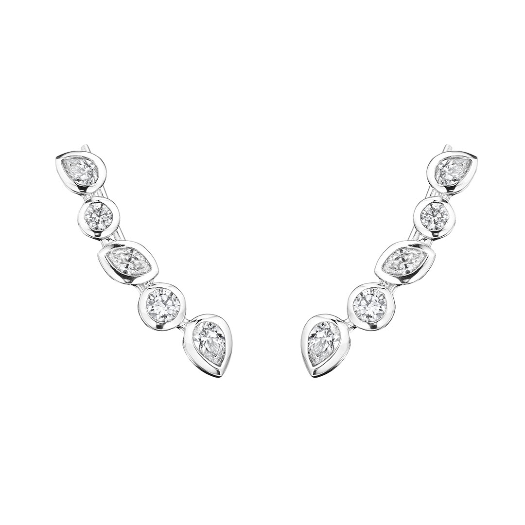 Penny Preville 18K White Gold and Diamond Climbers