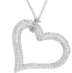 18K White Gold Diamond Heart Necklace