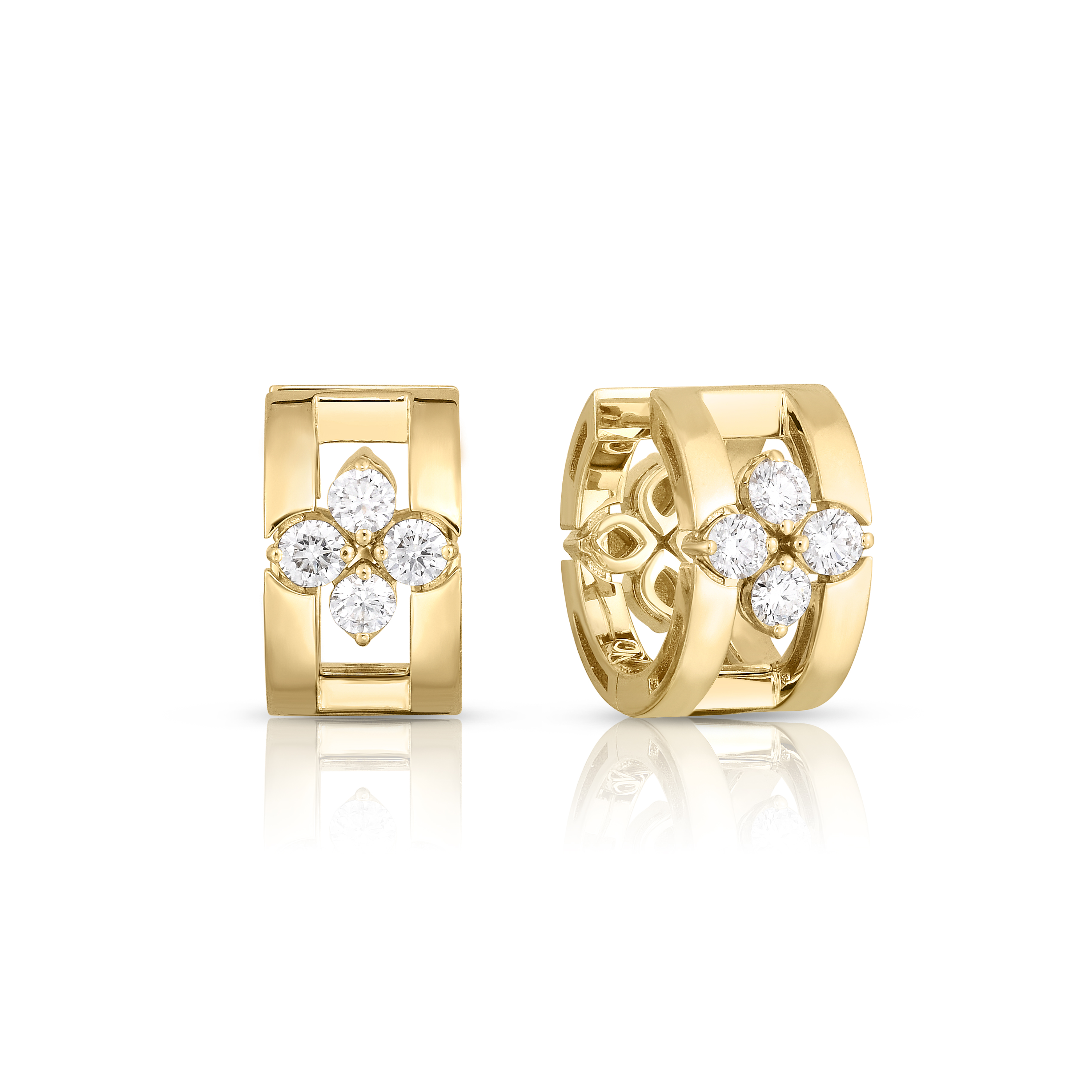 Roberto Coin 18K Yellow Gold Love in Verona Diamond Huggie Hoop Earrings
