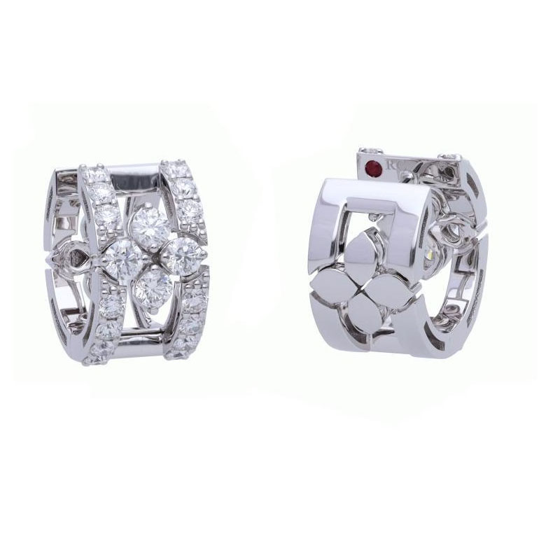 Roberto Coin 18K White Gold Love in Verona Diamond Huggie Hoop Earrings - 1589