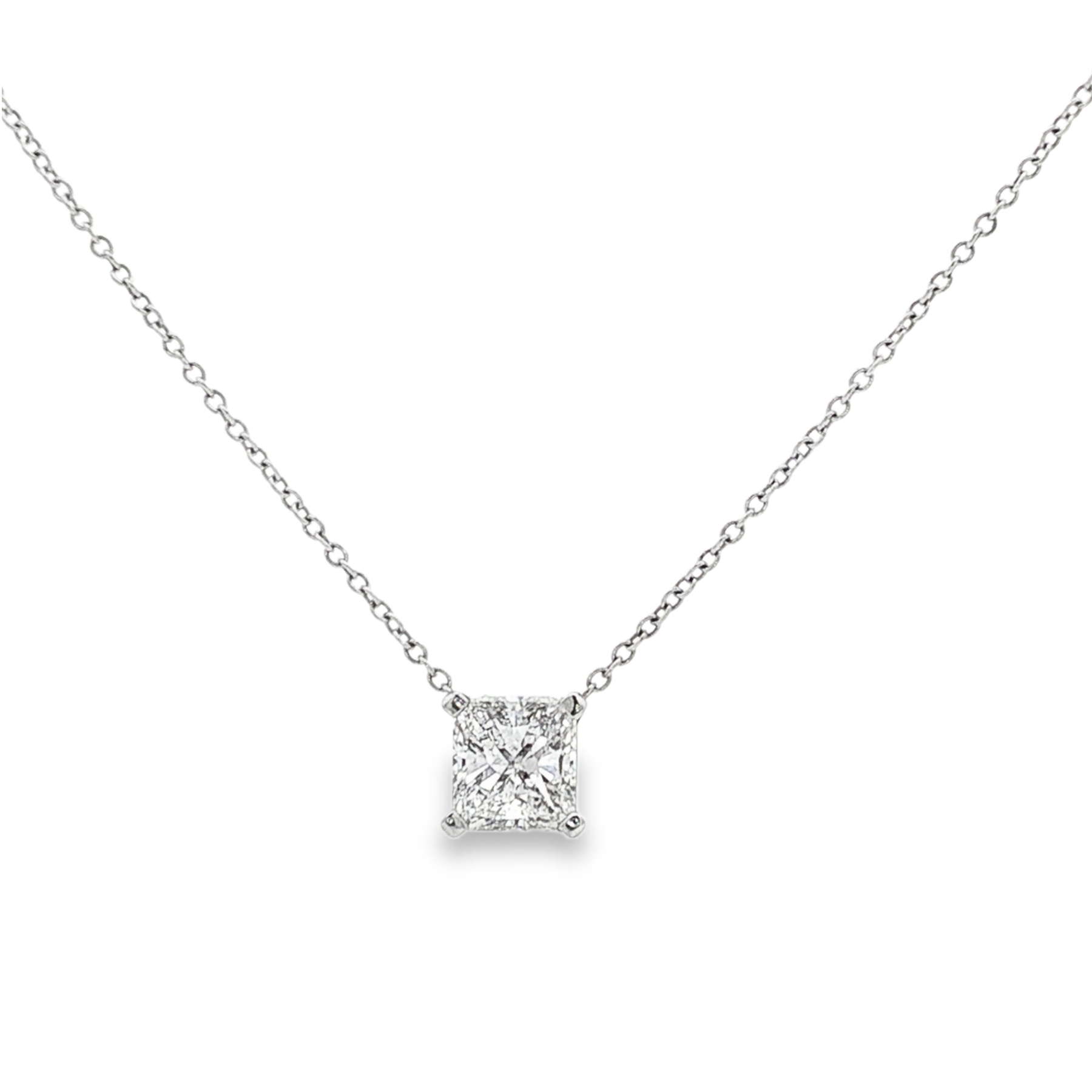 18K White Gold Diamond Solitaire Necklace