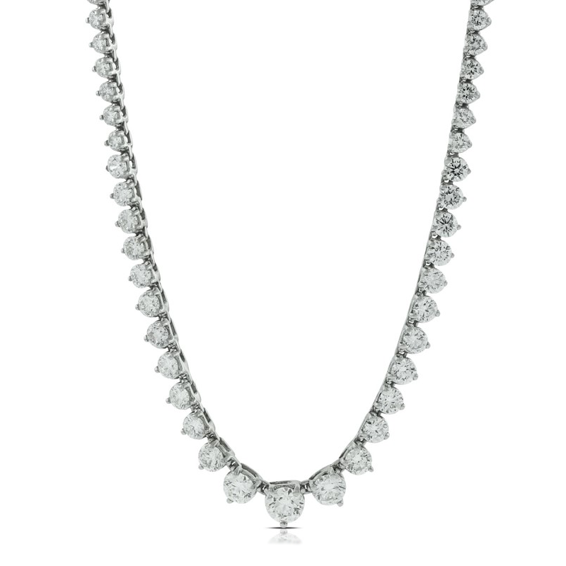 14K White Gold Diamond Riviera Necklace