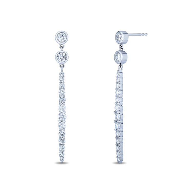 18K White Gold and Diamond Drop Dangle Earrings