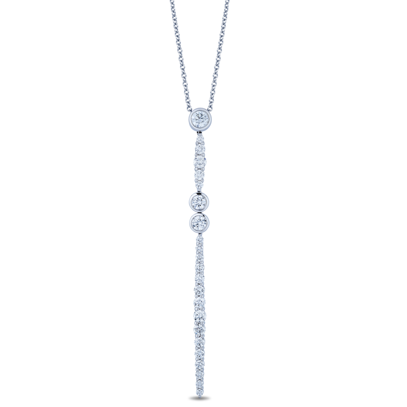 18K White Gold Diamond Double Bar Necklace
