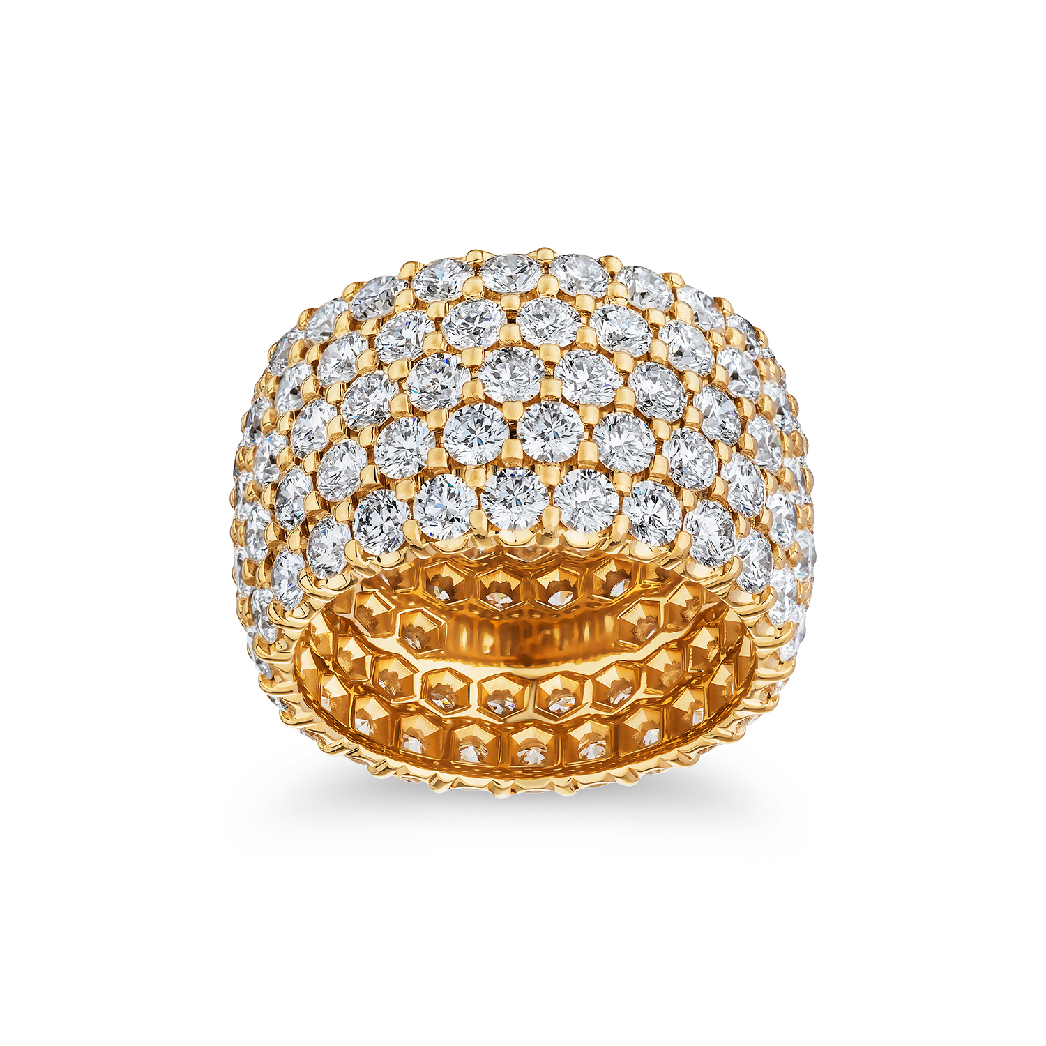 18K Yellow Gold 5 Row Diamond Eternity Band