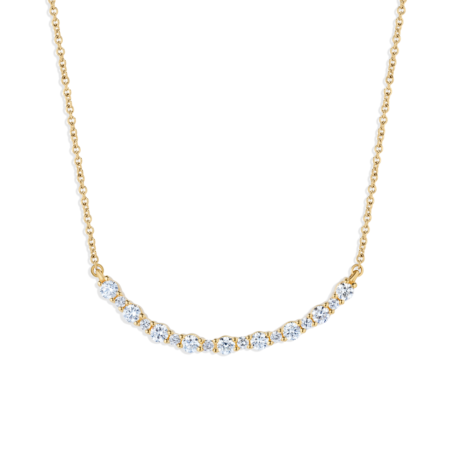 18K Yellow Gold Diamond Bar Necklace