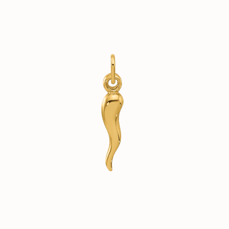 14K Yellow Gold Italian Horn Pendant