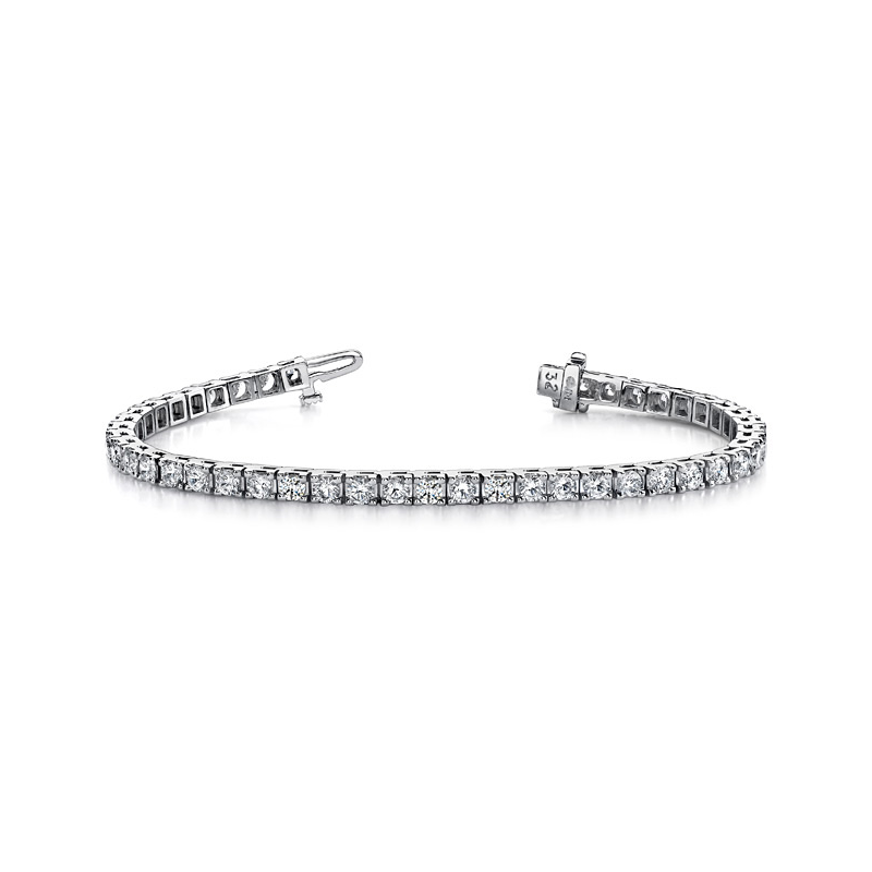 14K White Gold Diamond Straight Line Tennis Bracelet - B131-1200-W