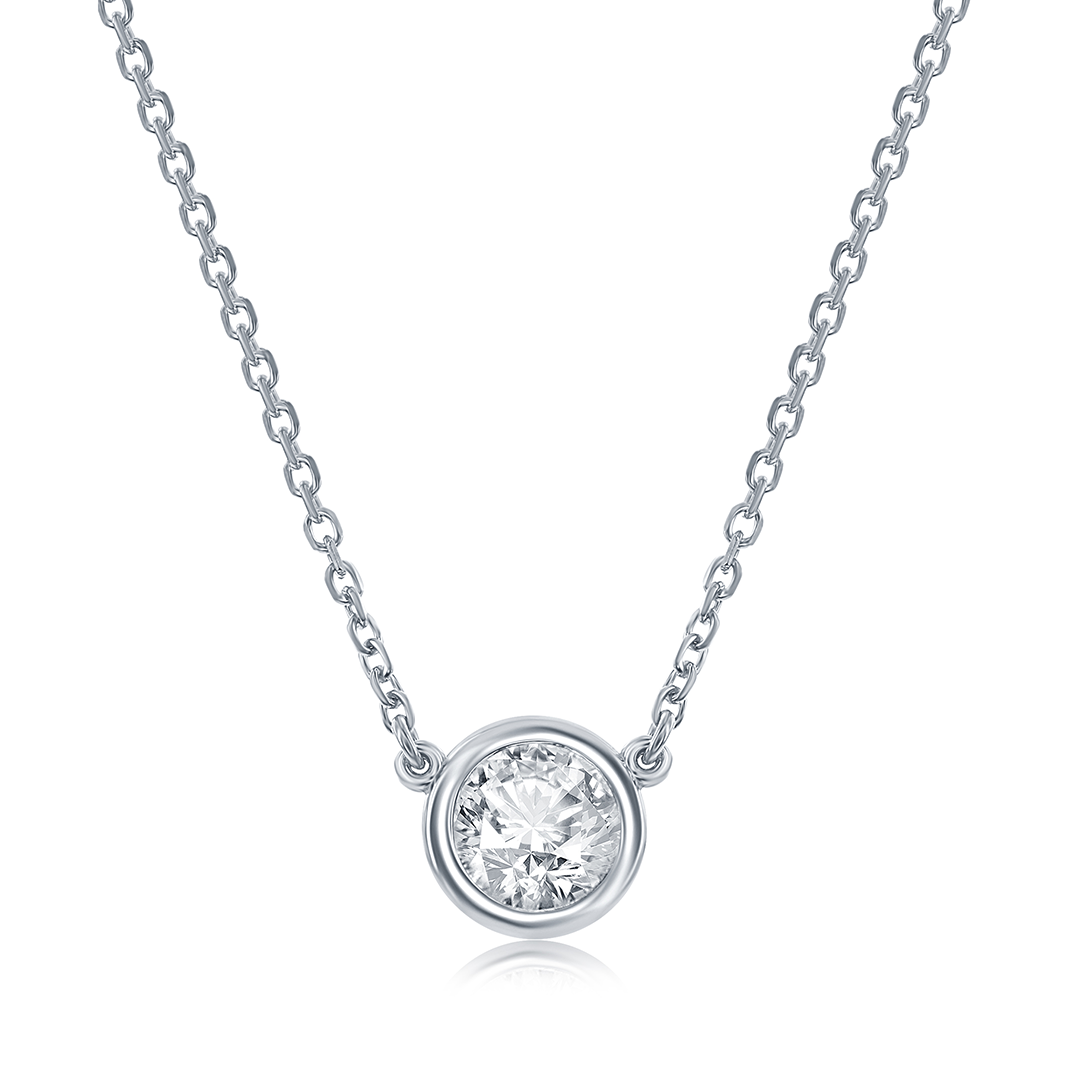 14K White Gold and Diamond Necklace