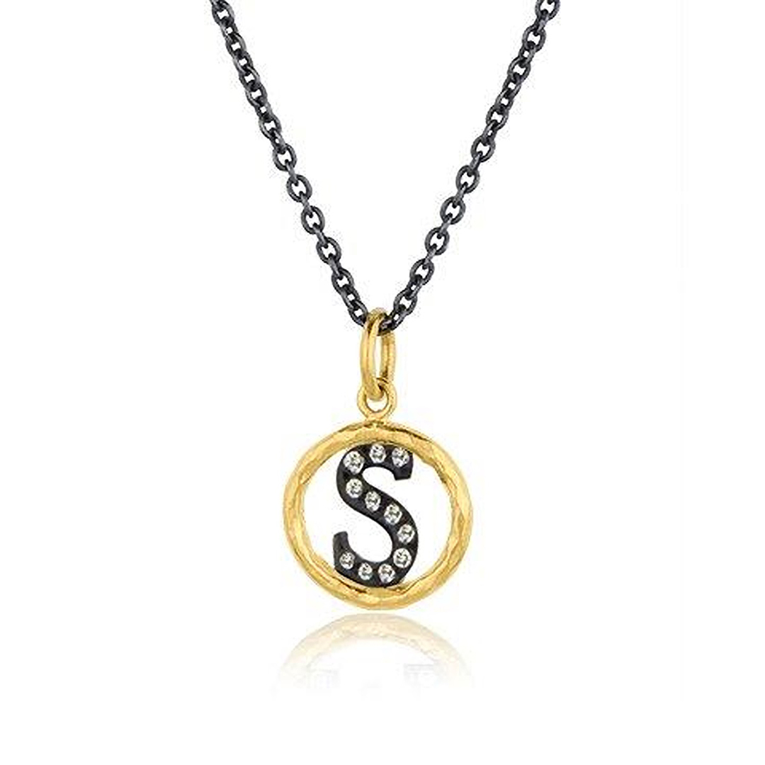 Lika Behar 24K Yellow Gold Oxidized Silver Expressions Diamond Necklace