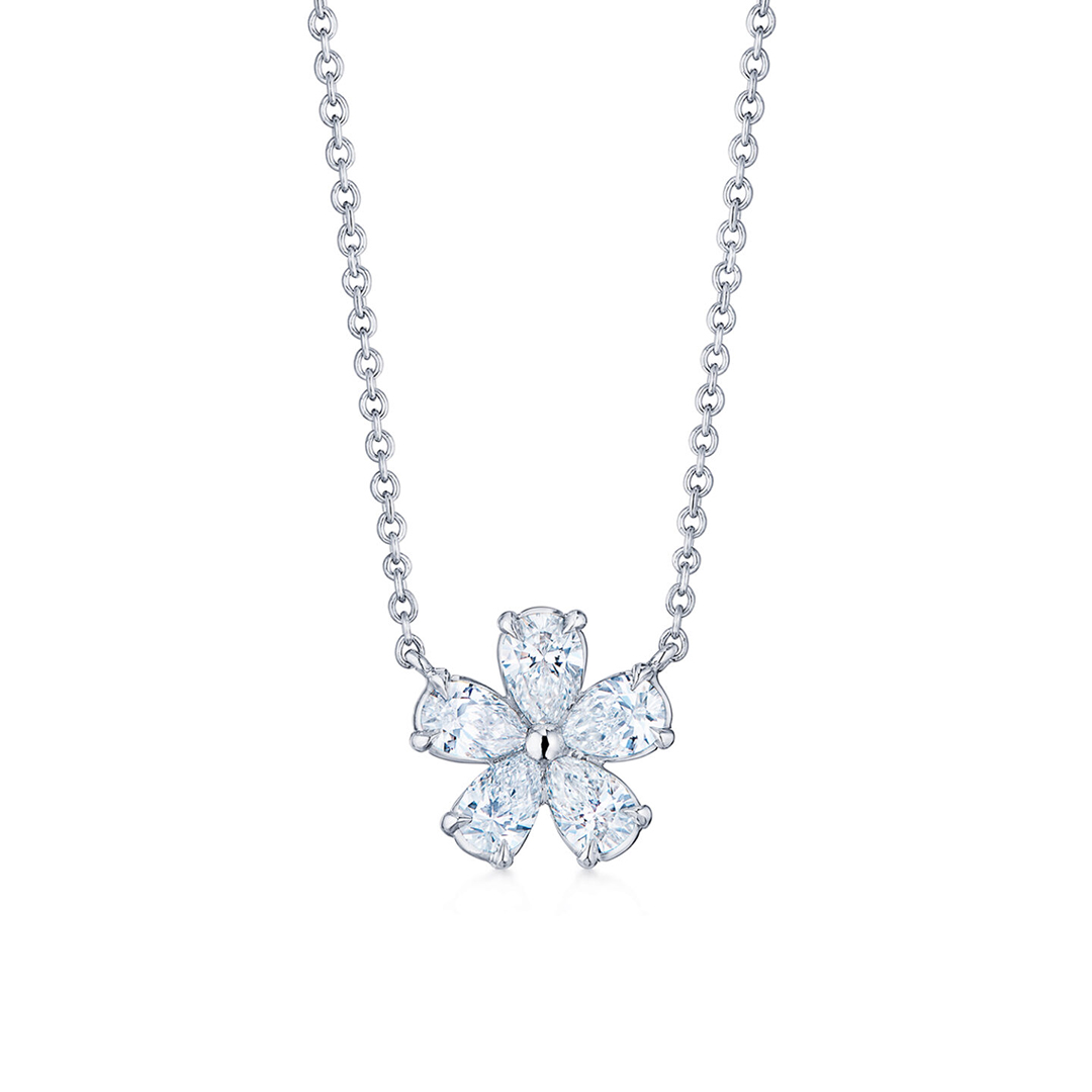 Kwiat Platinum and Diamond Cluster Floral Pendant