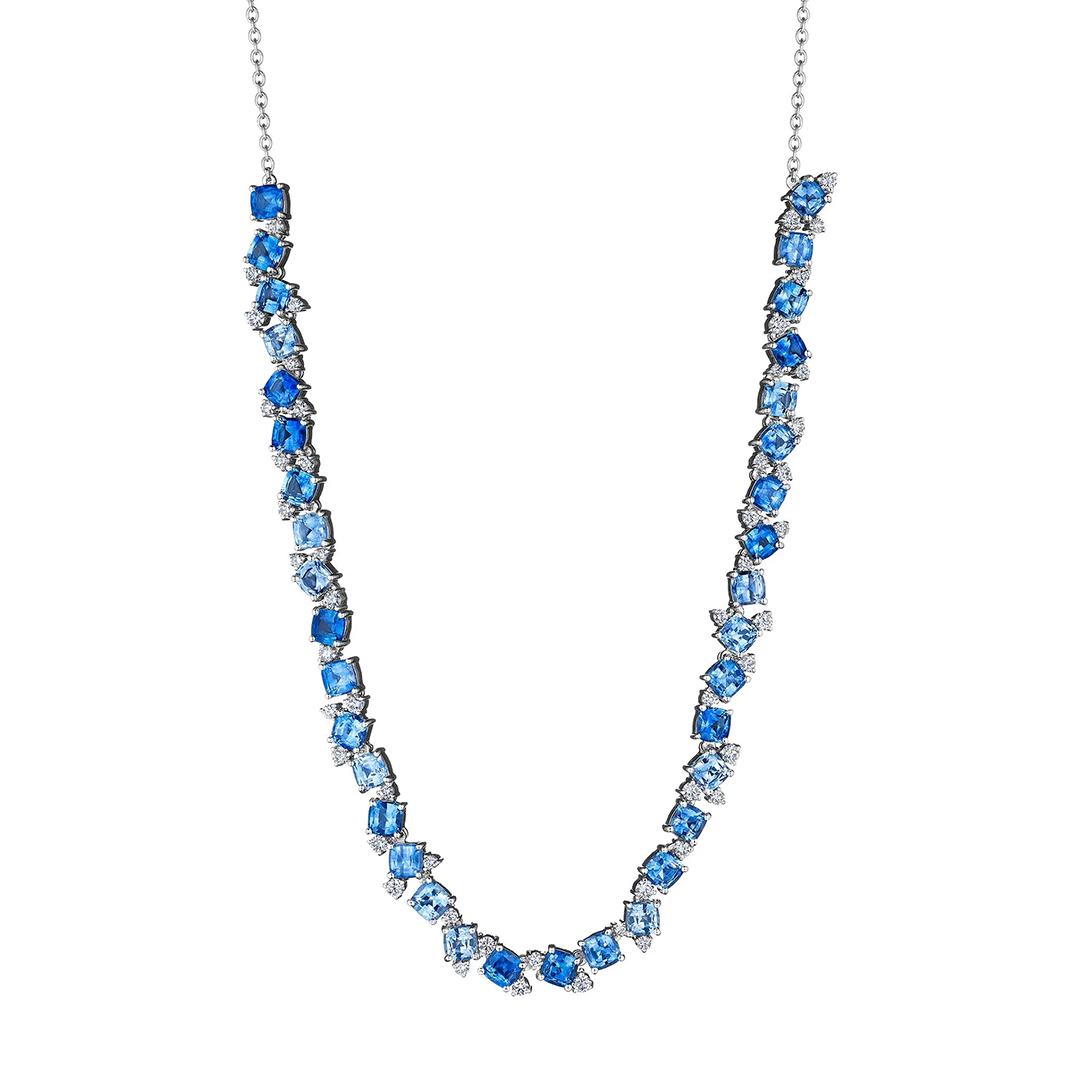 Penny Preville 18K White Gold Diamond and Sapphire Choker Necklace - 123
